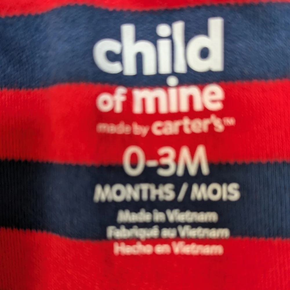 NWT Carter's Red and Blue Dump Truck 100% Cotton Zipper Footie Size 0-3 Months